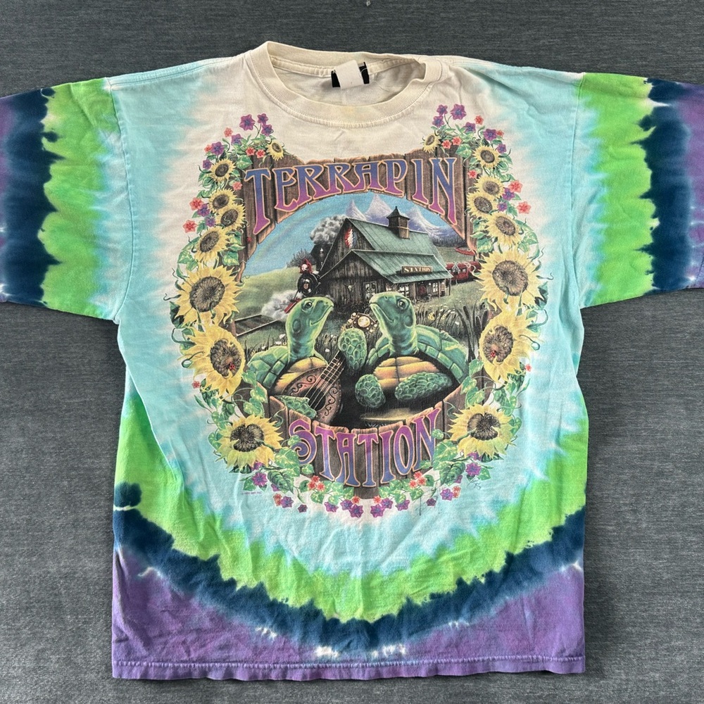VTG 1998 GRATEFUL DEAD TERRAPIN STATION TIE DYE T SHIRT Large 90s LIQUID BLUE
